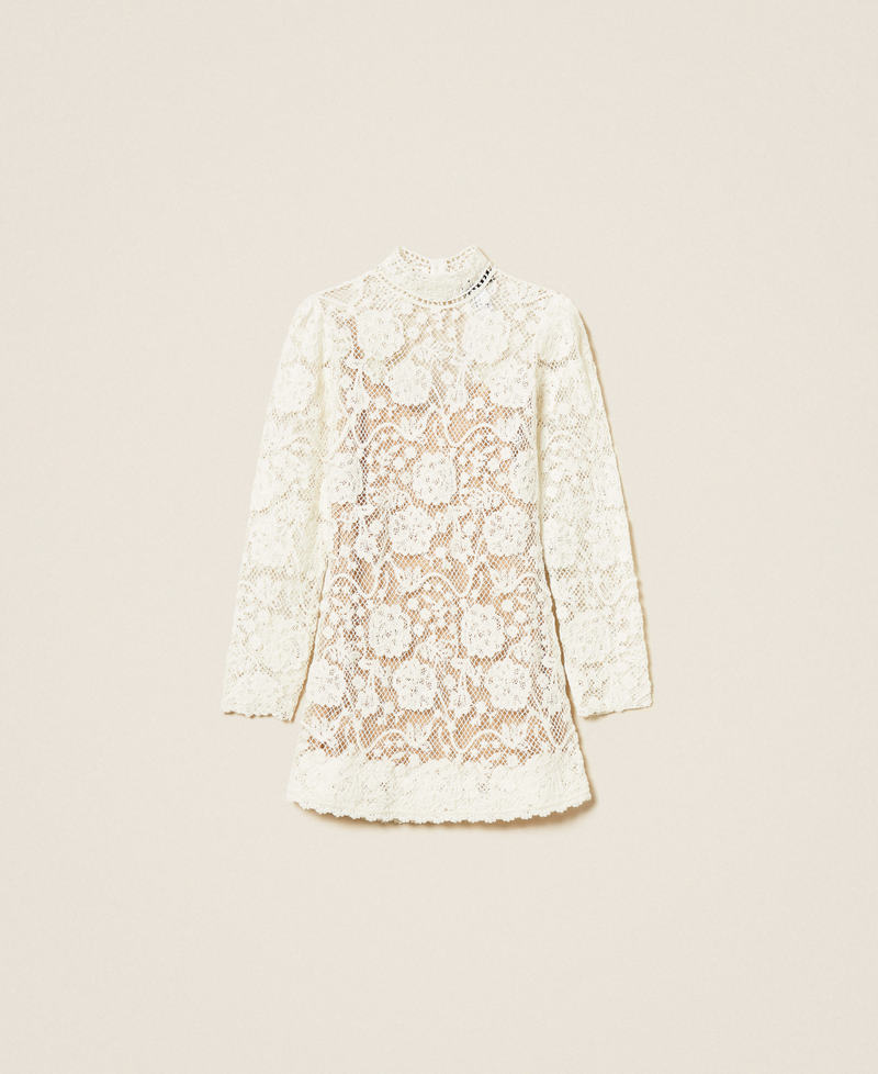 Short wool blend crochet dress White Snow Woman 252TS3191_00282_S0