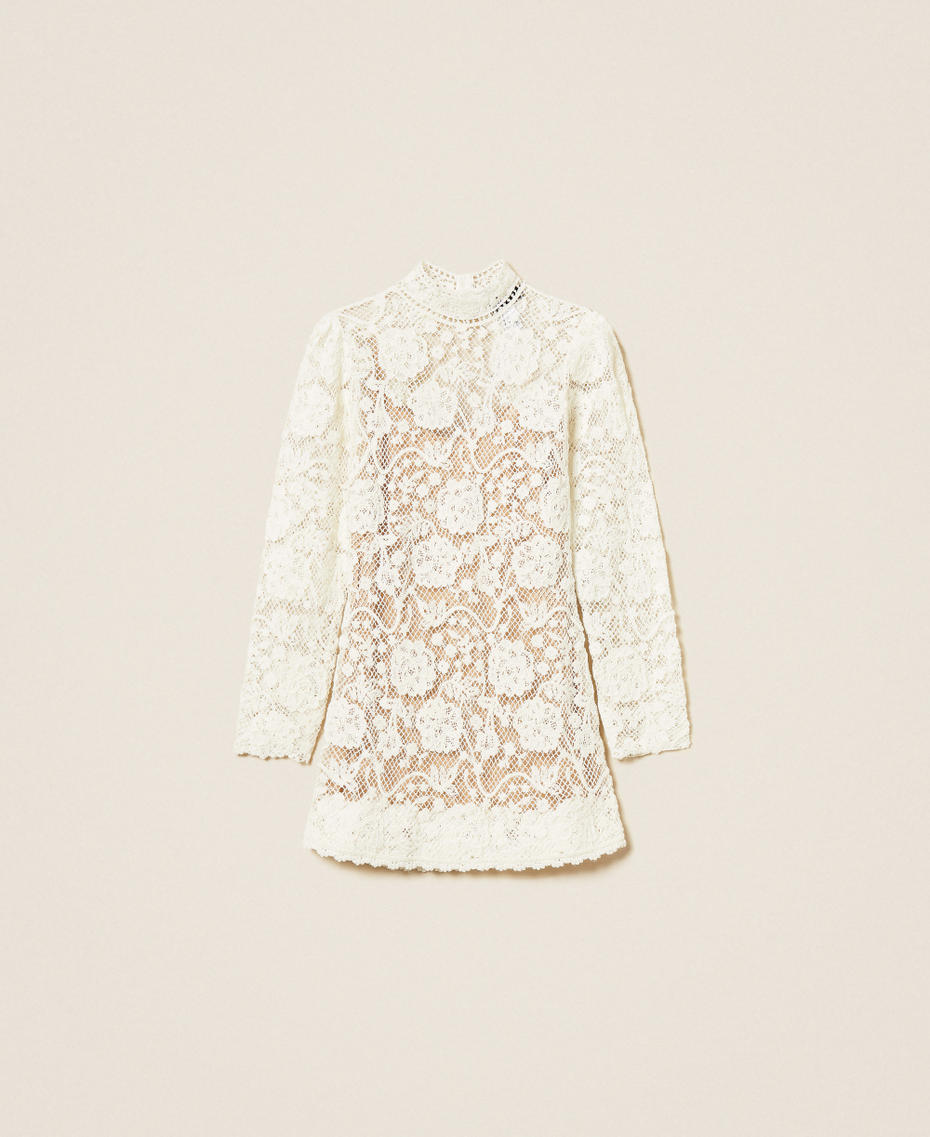 Short wool blend crochet dress White Snow Woman 252TS3191_00282_S0
