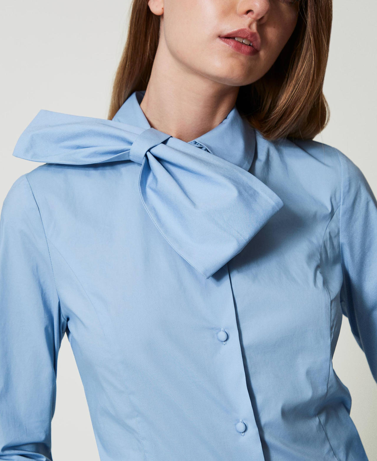 Chemise en popeline avec n&oelig;ud Air Blue Femme 242AT2291_00674_01