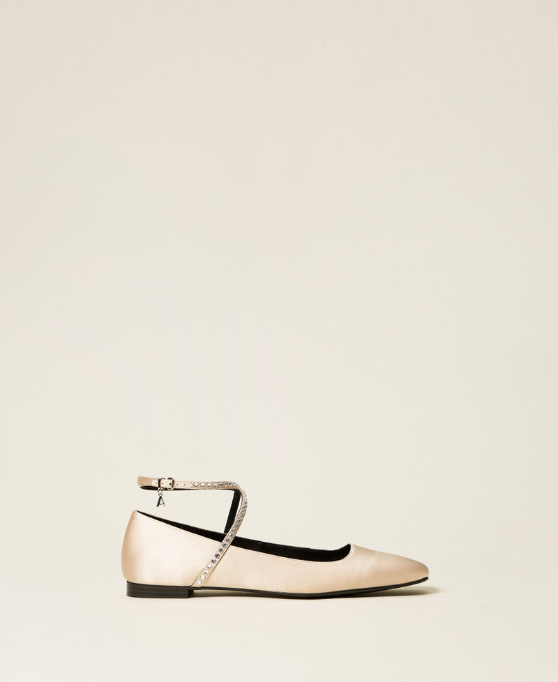 Ballerines en tissu avec strass Beige « Crystal Sand » Femme 252ACP012_12610_01