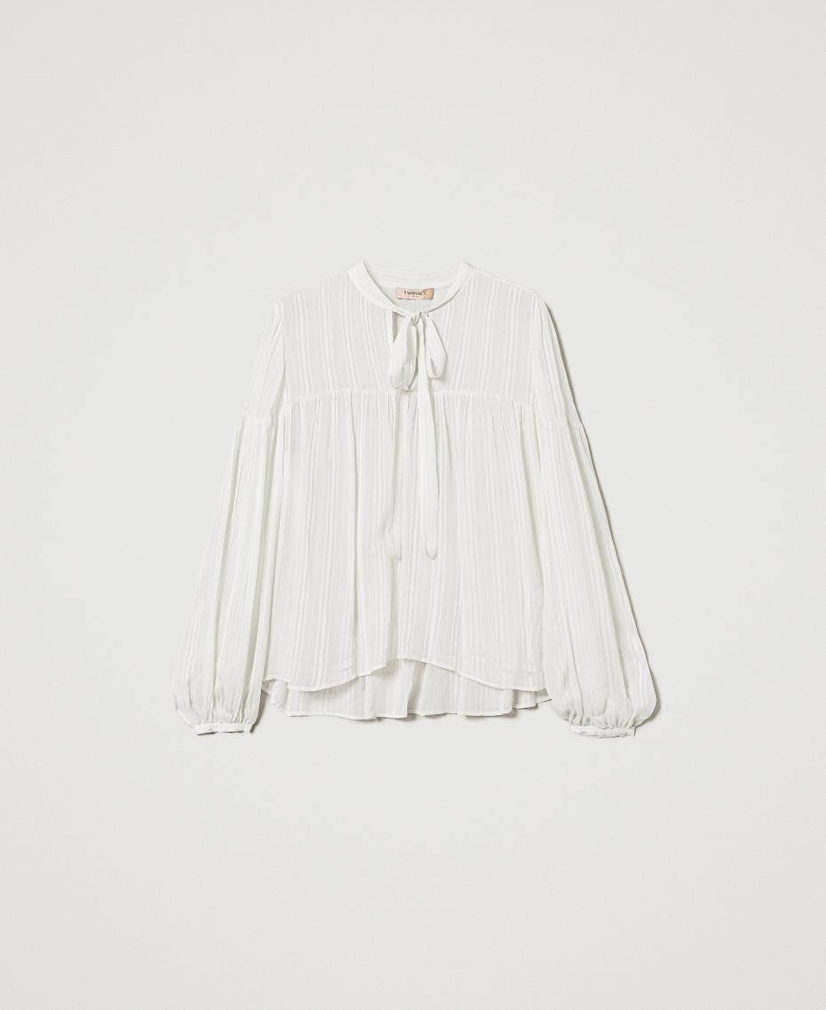 Striped jacquard blouse White Snow Woman 251TP2263_00282_S0
