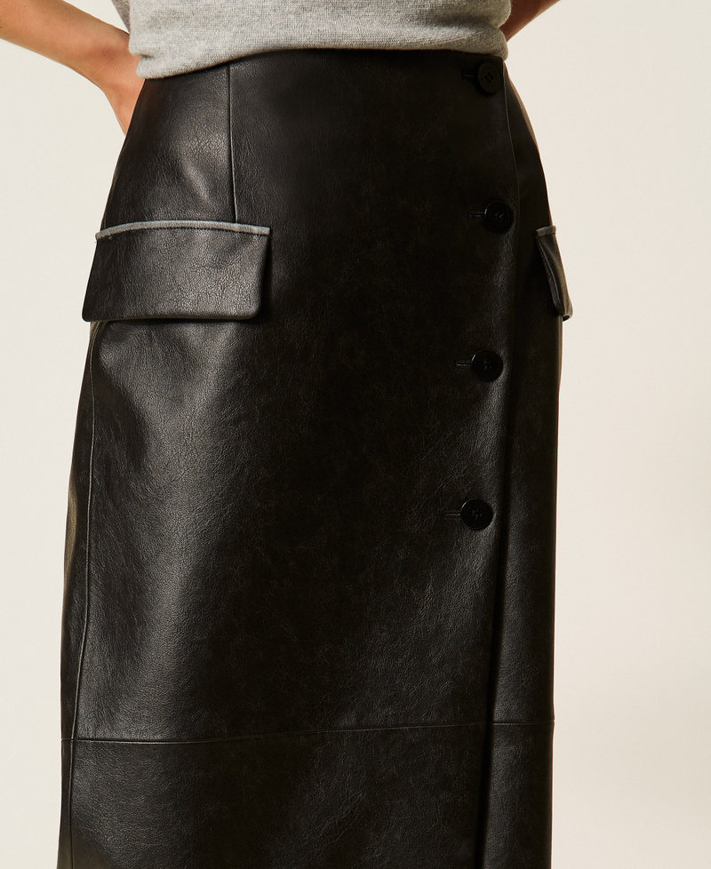 Long wrap-around skirt Black Woman 262LI2KDD_00006_04