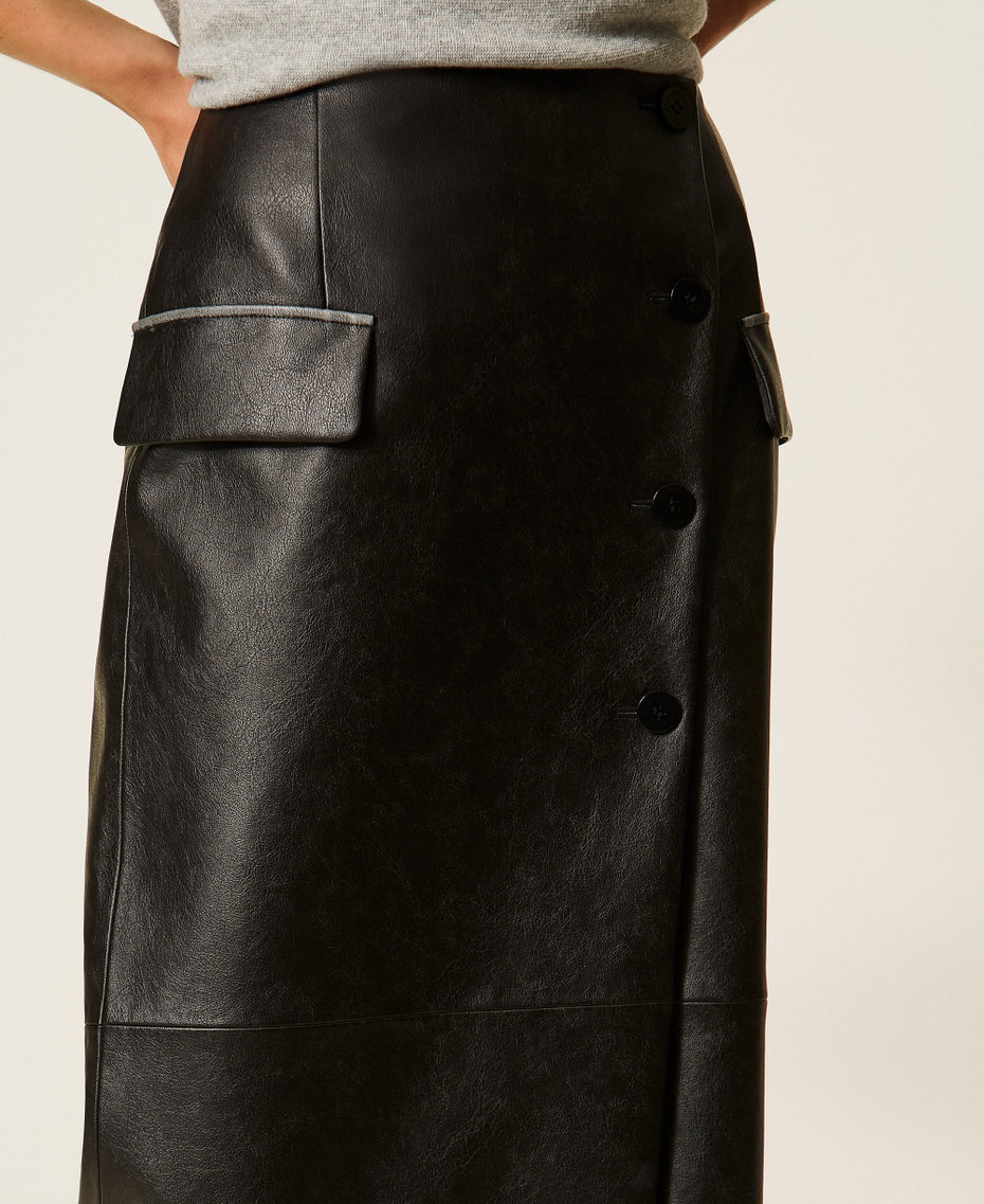 Long wrap-around skirt Black Woman 262LI2KDD_00006_04