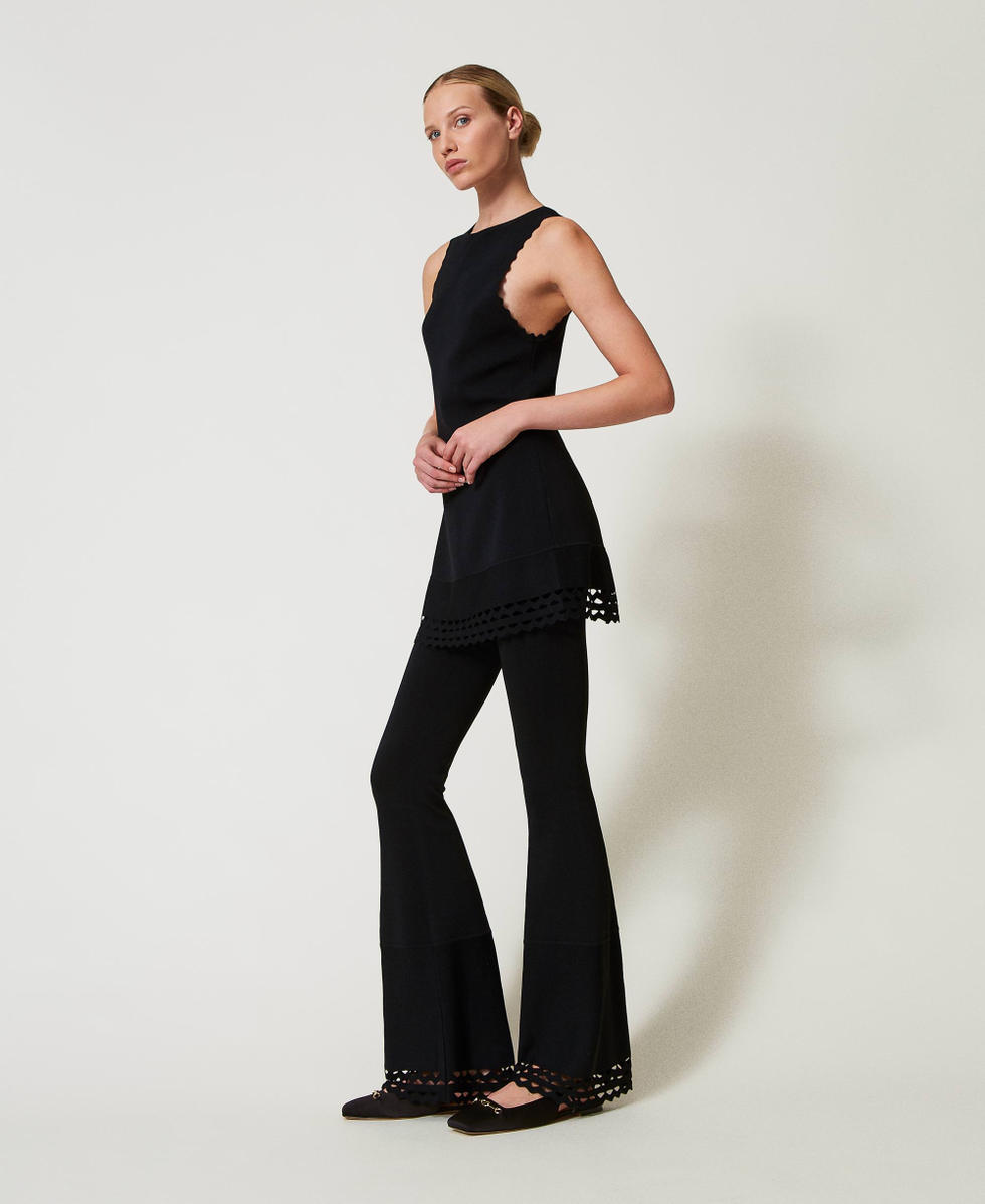 Pantalon &eacute;vas&eacute; avec motif g&eacute;om&eacute;trique Noir Femme 251TP3051_00006_02