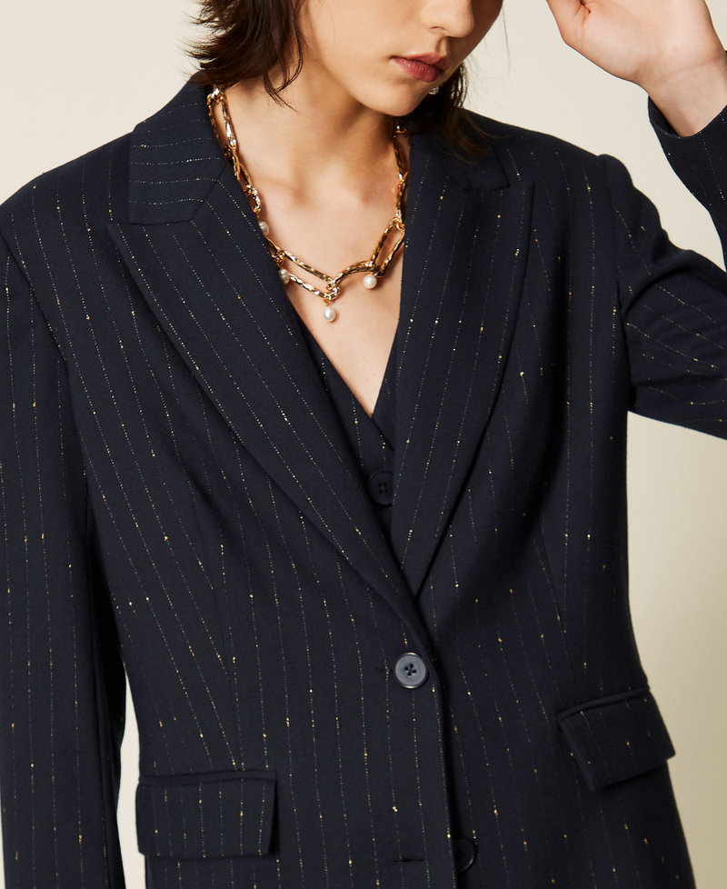 Chaqueta blazer de raya diplom&aacute;tica Blue Paint Pinstripe Mujer 262AP2364_13687_04