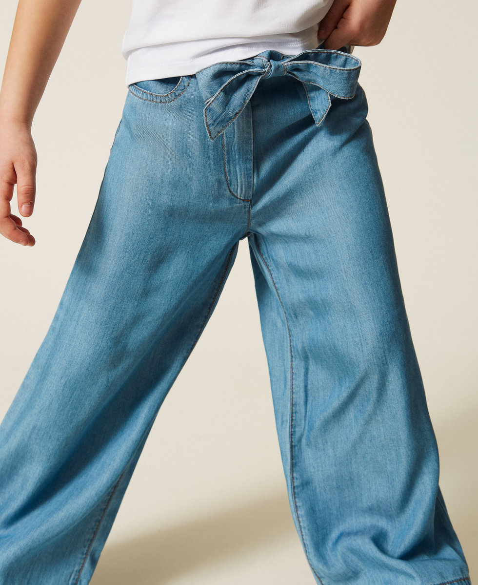Jean ample pour fille avec ceinture Chambray Bleu &laquo;&nbsp;Mid Blue&nbsp;&raquo; Fille 261GB2051_13235_04