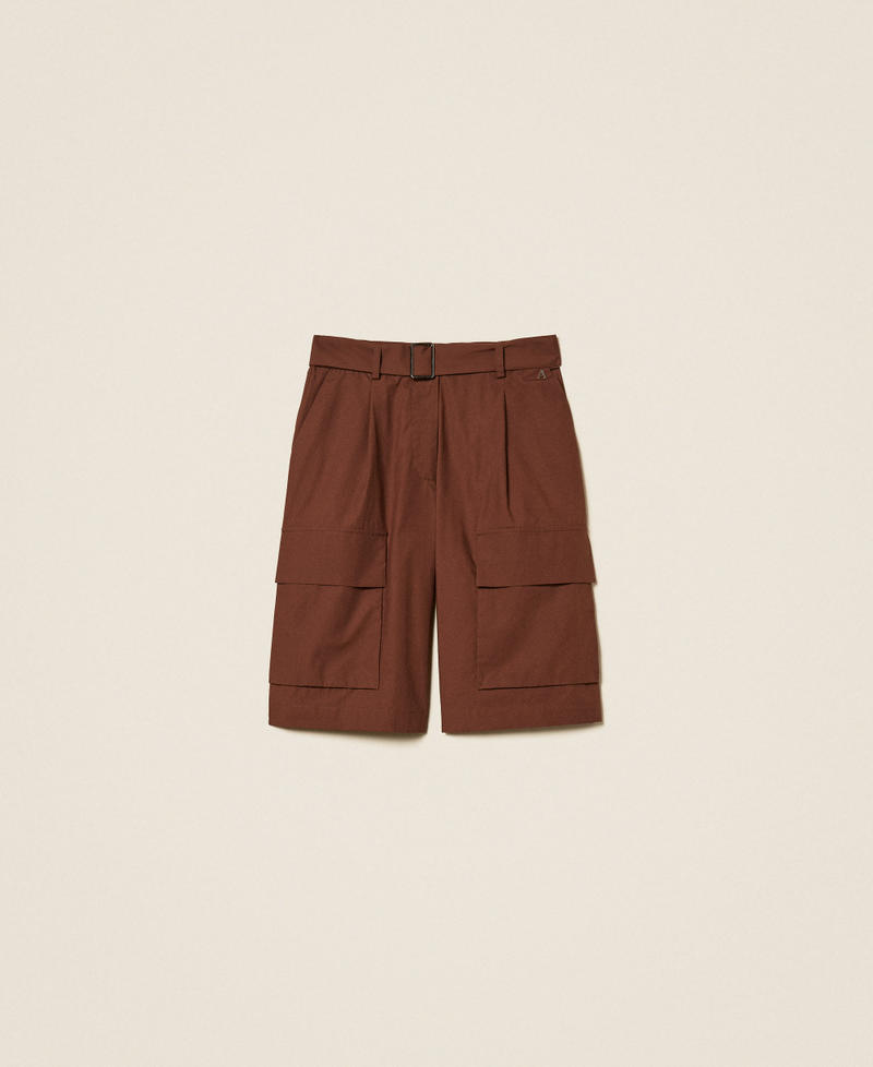 Bermuda cargo en popeline recycl&eacute;e Chocolate Lab Femme 261AP2082_10780_S0