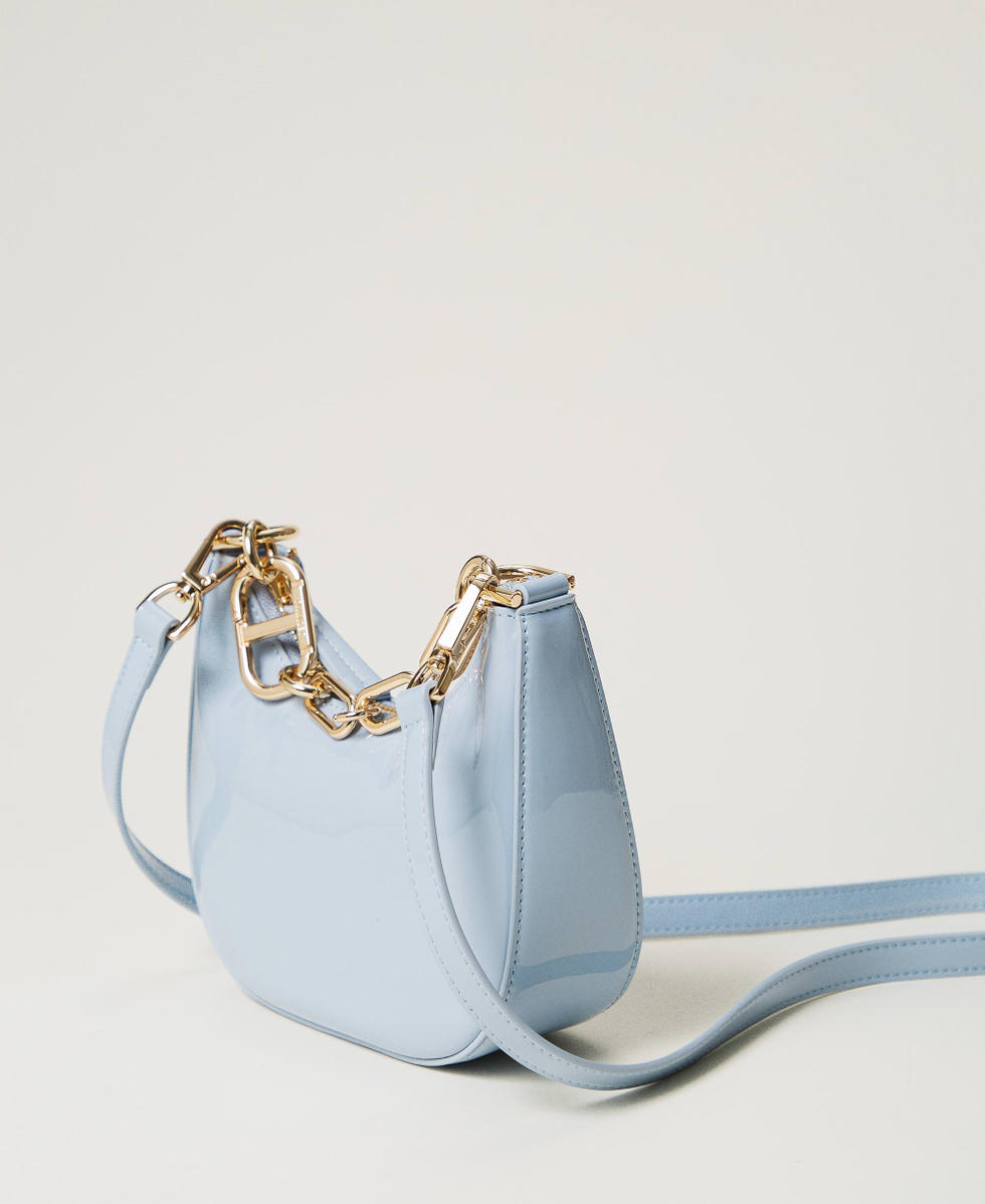 Sac &laquo;&nbsp;Mini Croissant&nbsp;&raquo; effet vernis Gris &laquo;&nbsp;Bleu Layette&nbsp;&raquo; Femme 251TB7341_00485_02