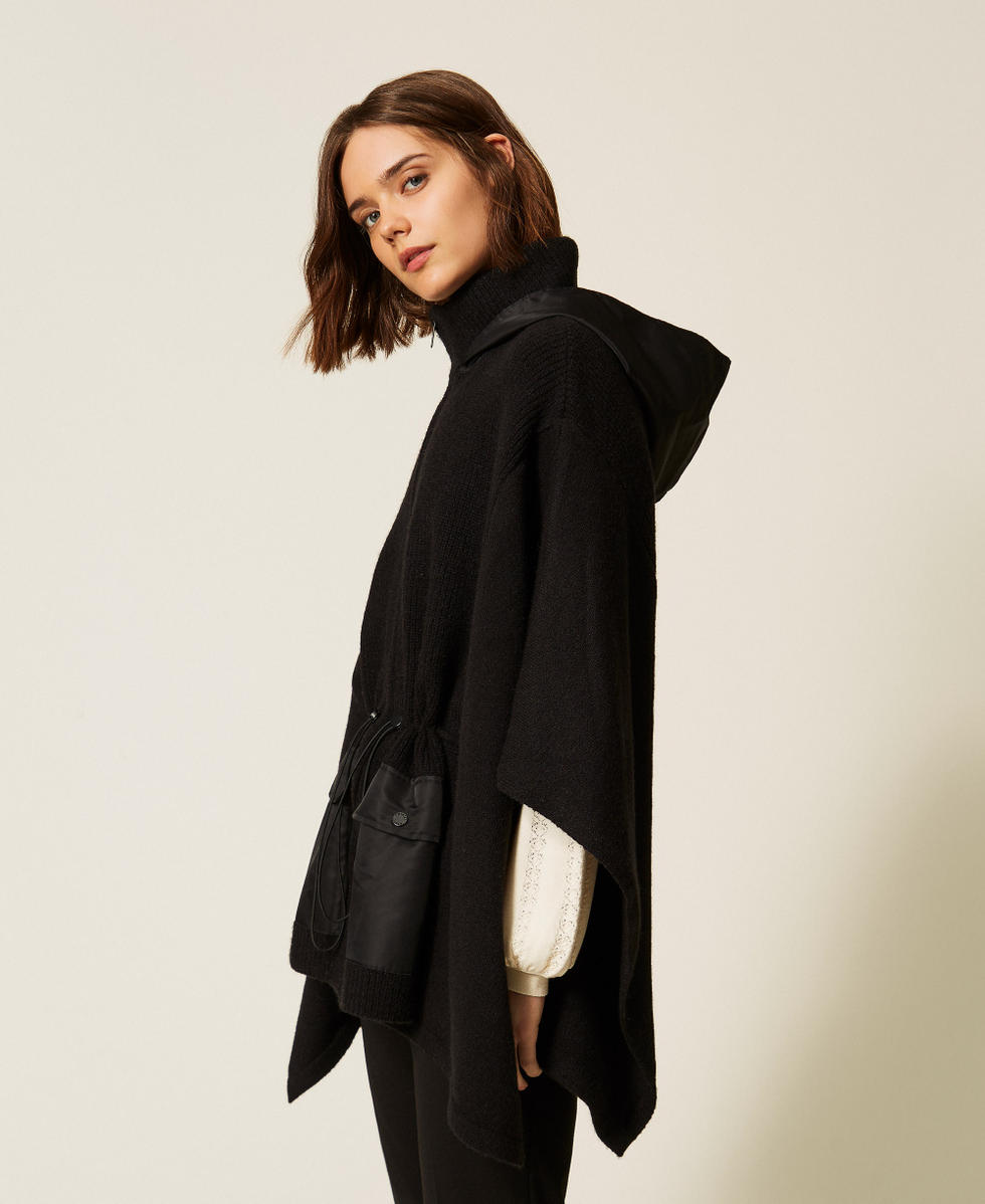 Knit poncho with hood Black Woman 262TA4430_00006_02