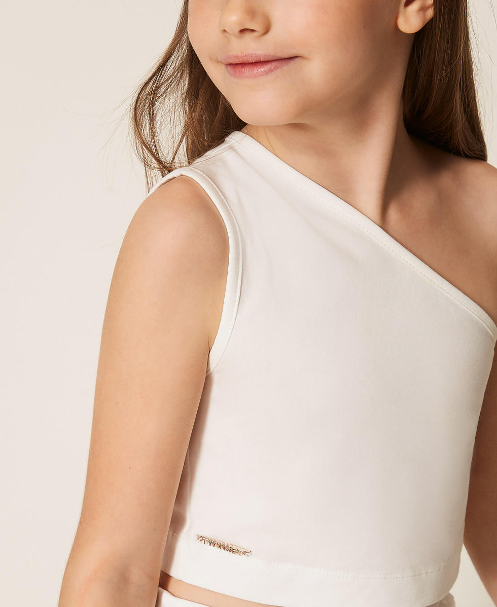 Top asym&eacute;trique avec logo Off White Fille 261GJ2255_00526_04
