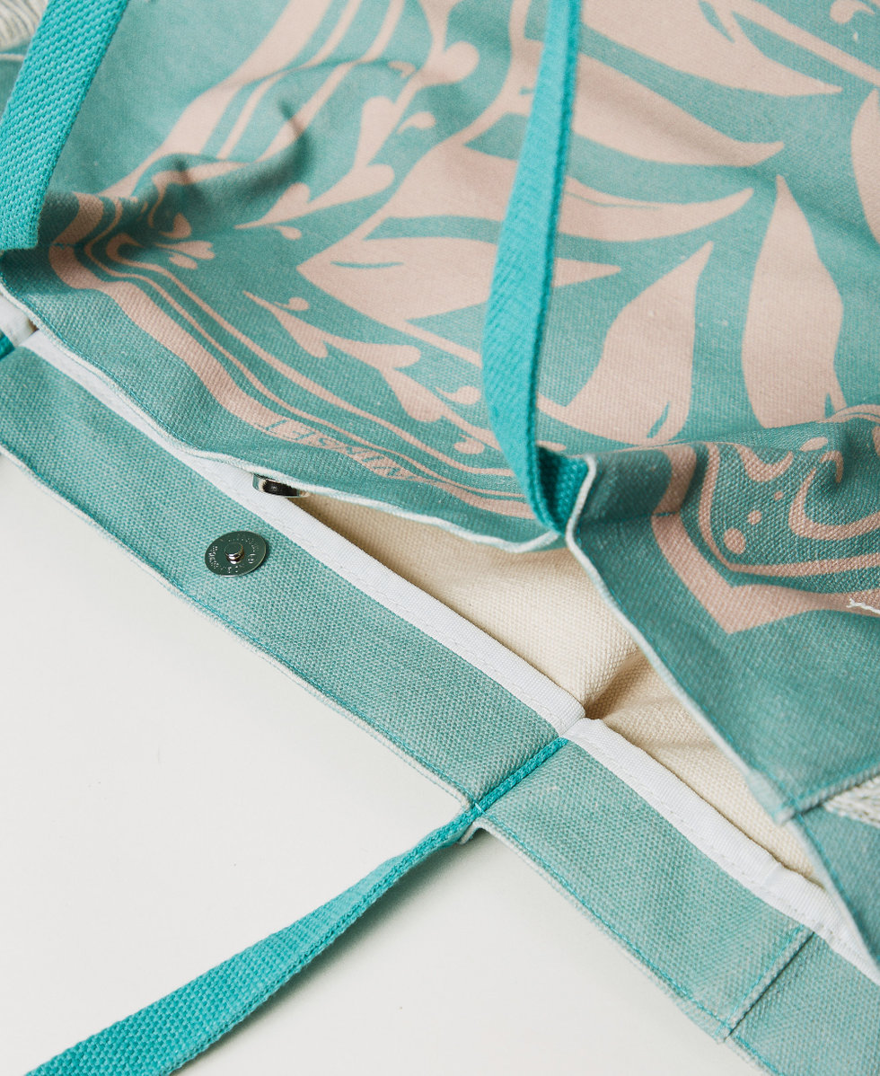 Cabas en toile imprim&eacute;e Imprim&eacute; Foulard Green Marine/Almond Beige Femme 251LM8ALL_12382_04