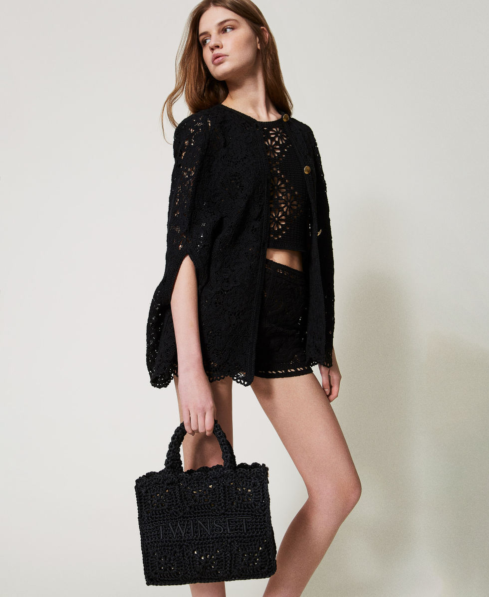 &lsquo;Boh&eacute;mienne&rsquo; crochet shopper bag Black Woman 251TB7411_00006_T0
