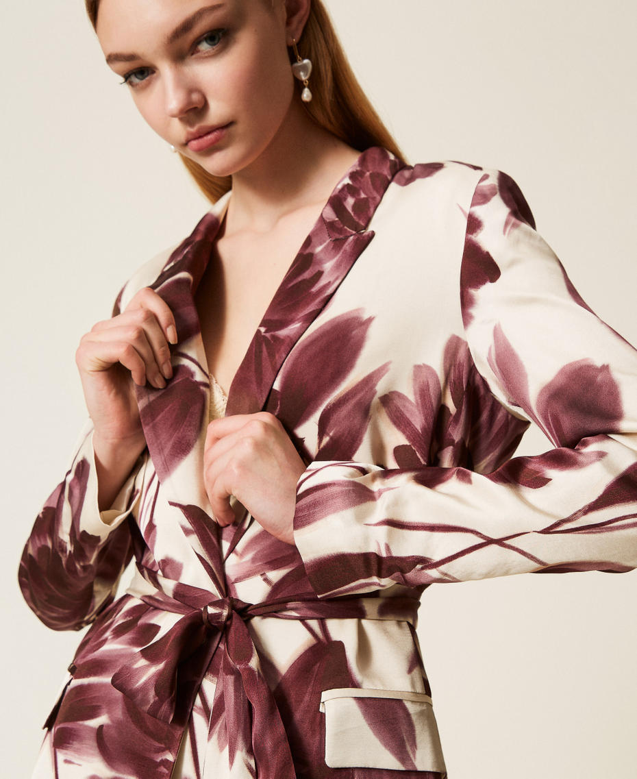 Giacca blazer con stampa a fiori Stampa Dahlia Winetasting / Old White Donna 252TP2700_12785_04