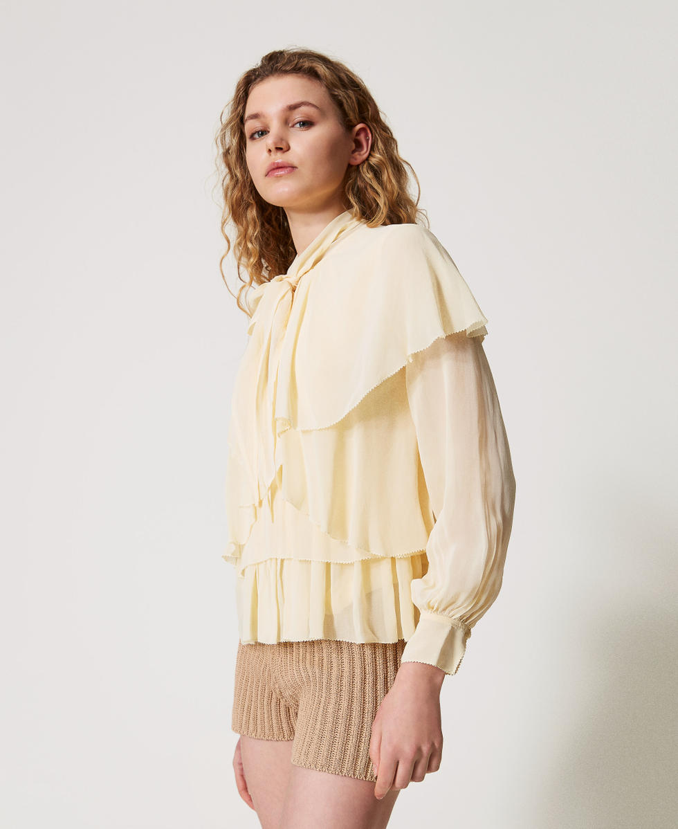 Bluse aus Georgette mit Volants Vanilla Frau 251TP2742_12143_02