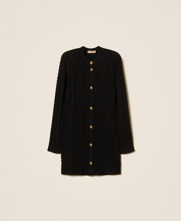 Short cardigan dress with metal buttons
