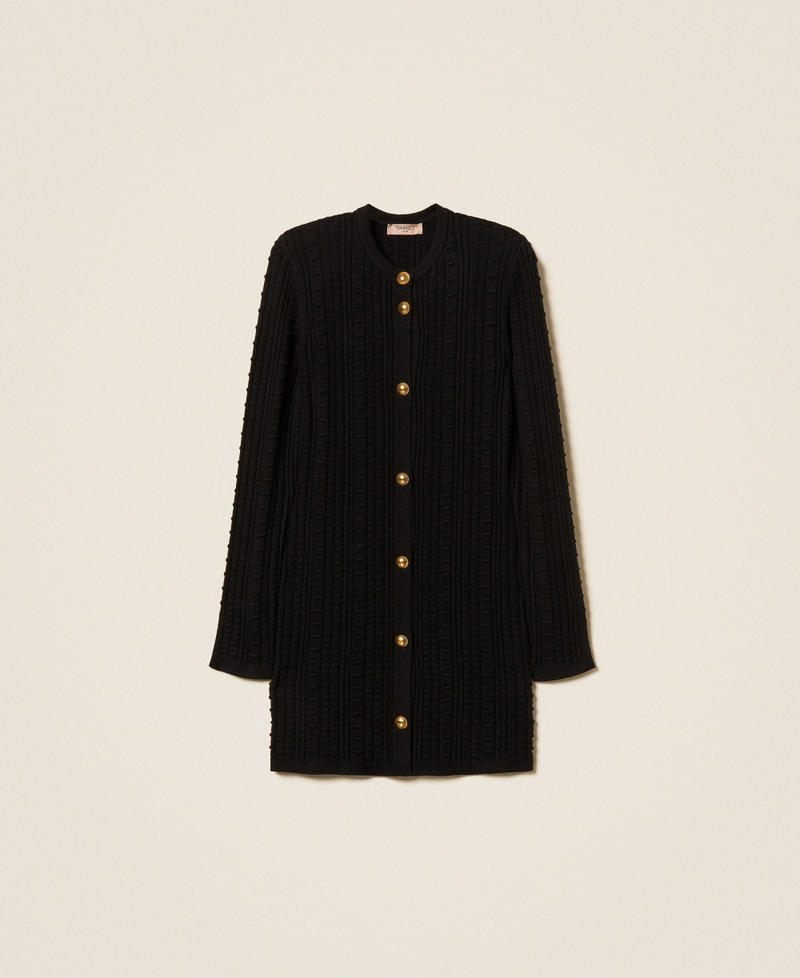 Abito-cardigan corto con bottoni in metallo Nero Donna 262TP3100_00006_S0