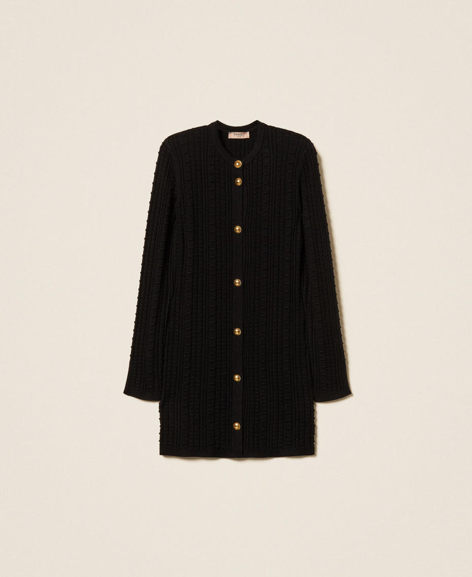 Abito-cardigan corto con bottoni in metallo Nero Donna 262TP3100_00006_S0