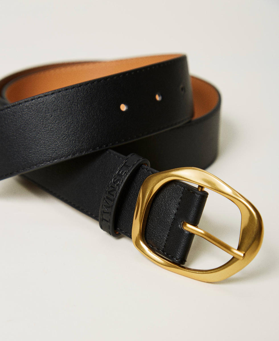Ceinture avec boucle profil&eacute;e Noir Femme 251TA4120_00006_02