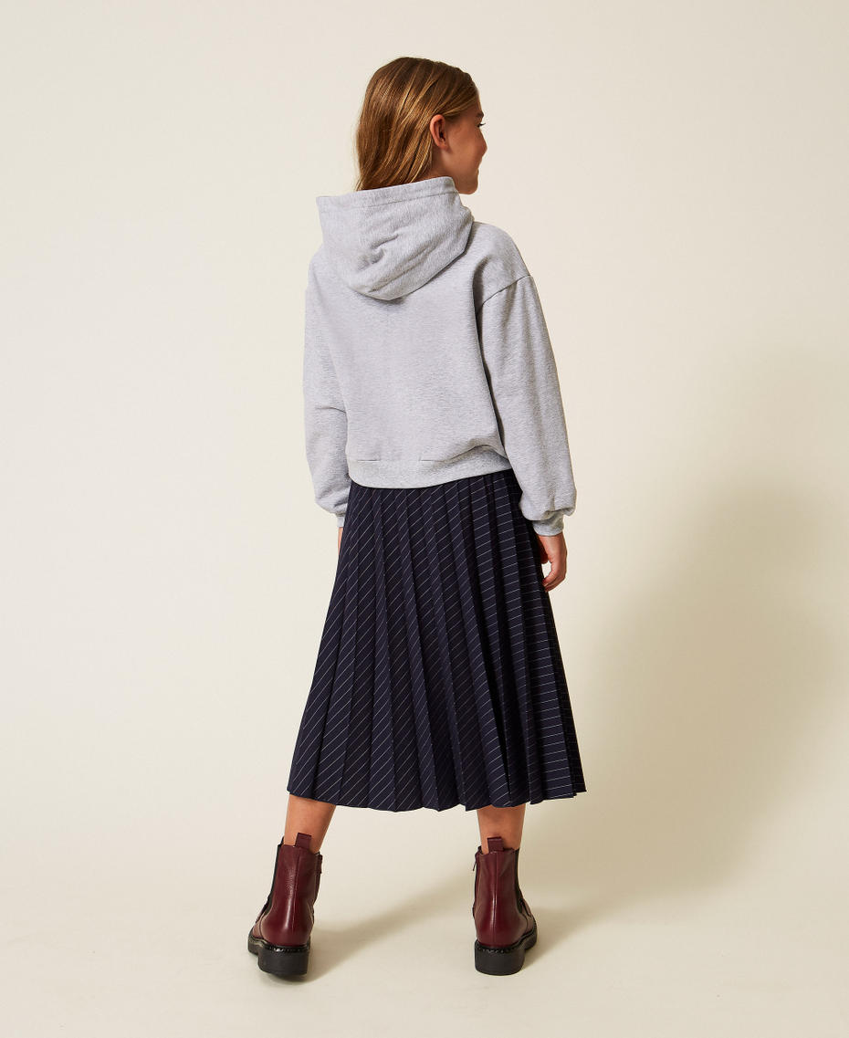 Gonna longuette a portafoglio gessata Classic Blue / Riga Off White Bambina 252GJ2043_12713_03