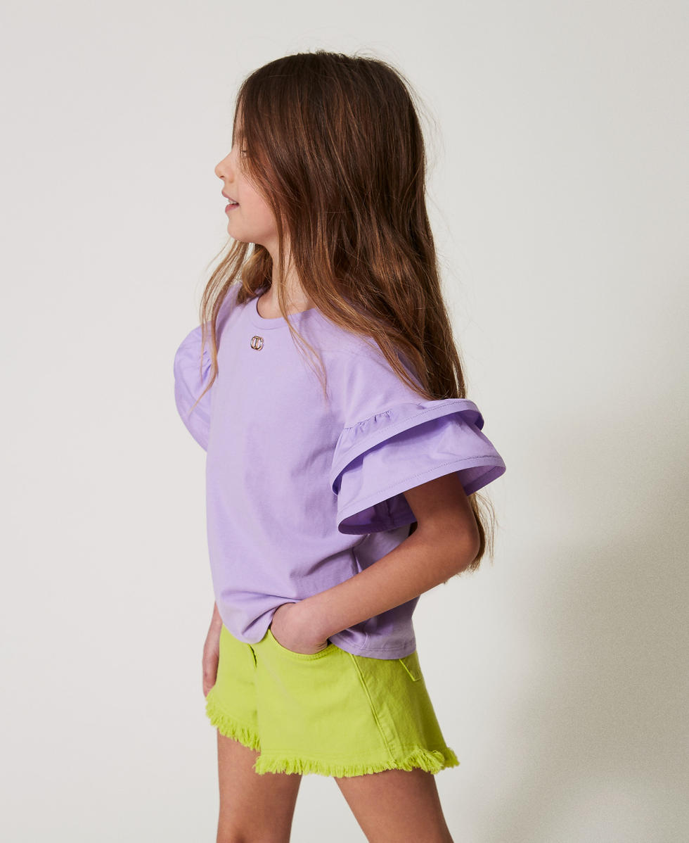 T-Shirt mit Volants und Oval T Pastel Violet M&auml;dchen 251GJ2440_11862_02