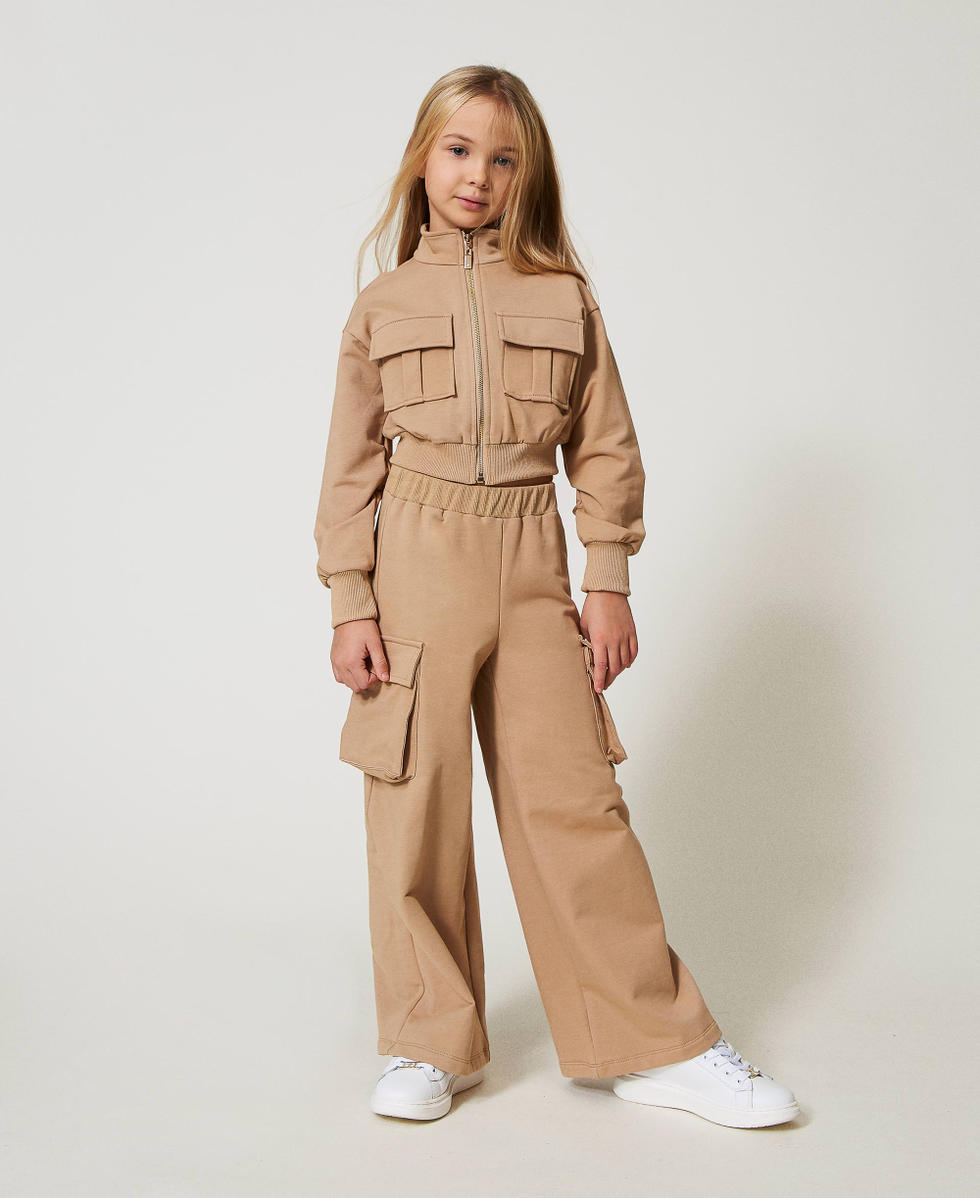 Blouson en molleton avec poches Beige Chanvre Fille 251GJ2585_00310_T0