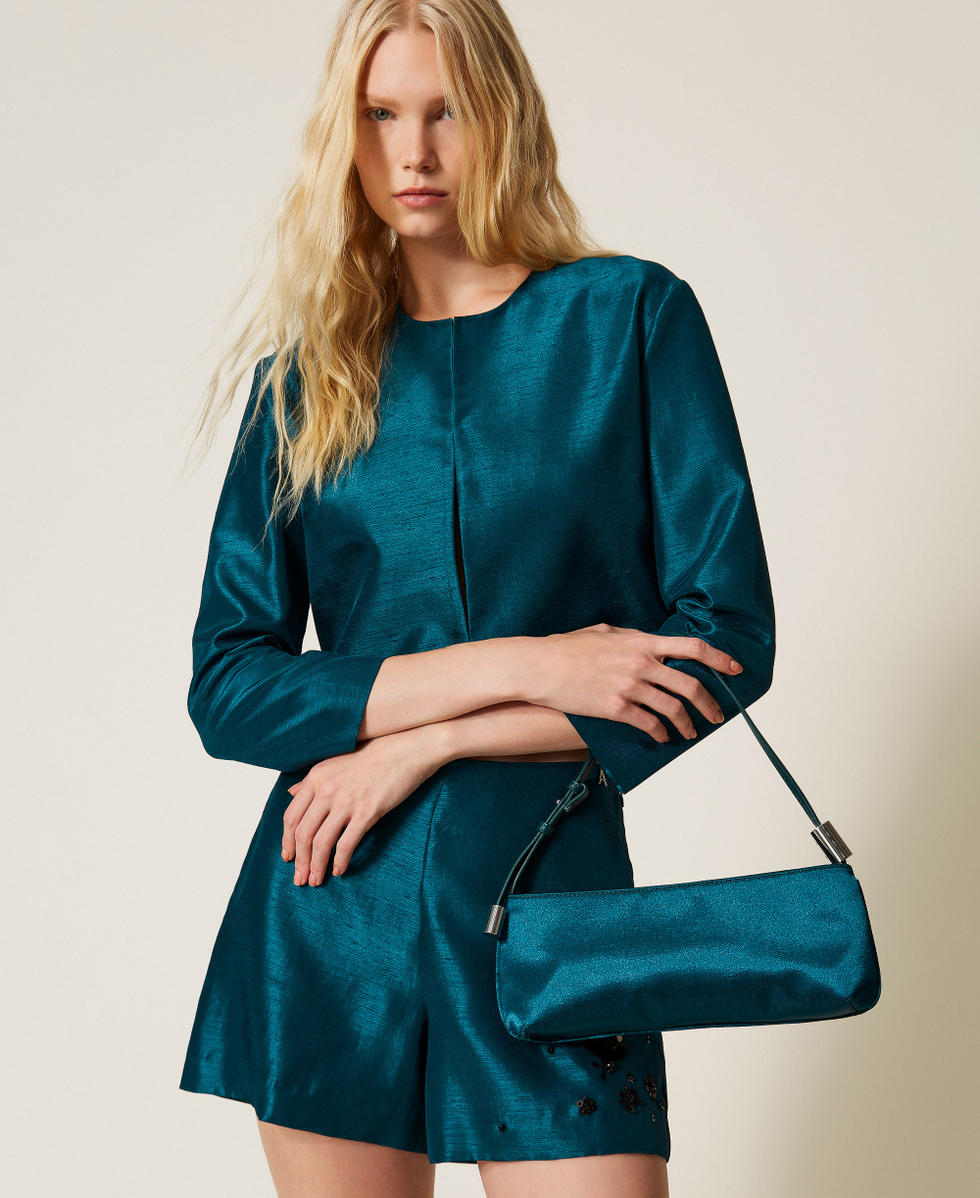 Borsa a tracolla in shantung Green Heron Donna 252AA7010_12557_T0