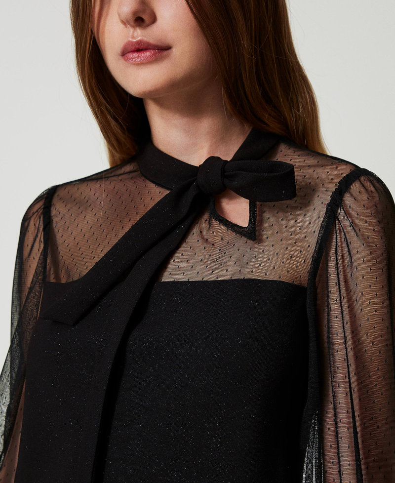 Short plumetis tulle dress Black Woman 242AT2130_00006_04