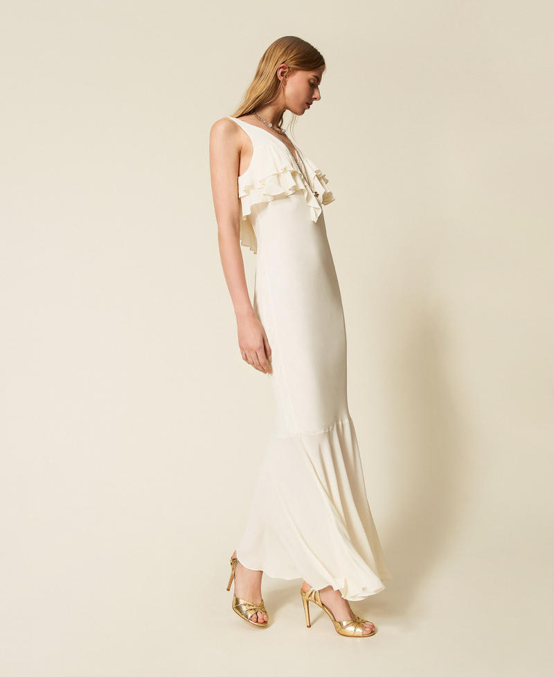 Длинное ярусное платье из крепа Перламутр женщина 261TT2070_00059_02