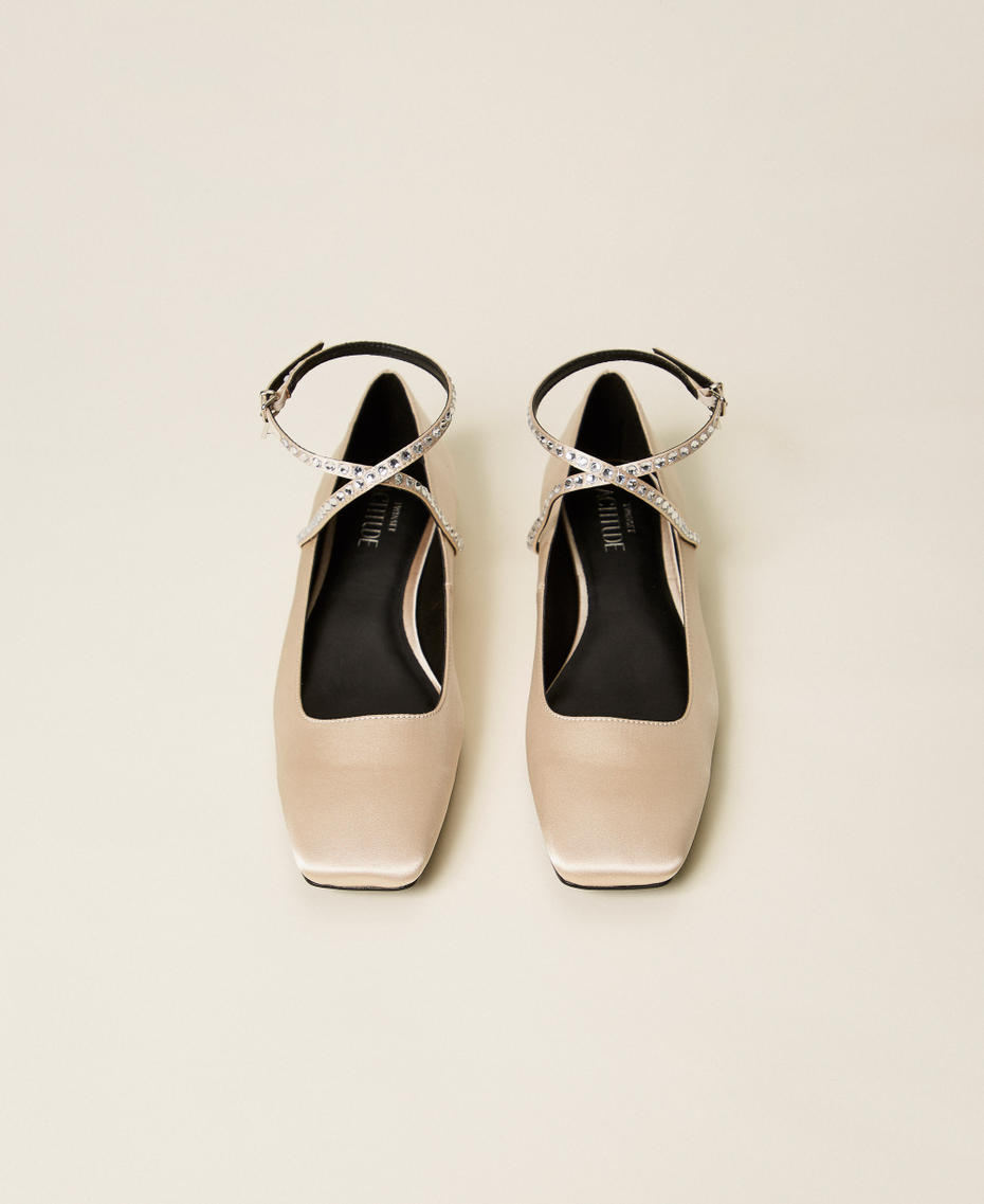 Ballerines en tissu avec strass Beige « Crystal Sand » Femme 252ACP012_12610_04