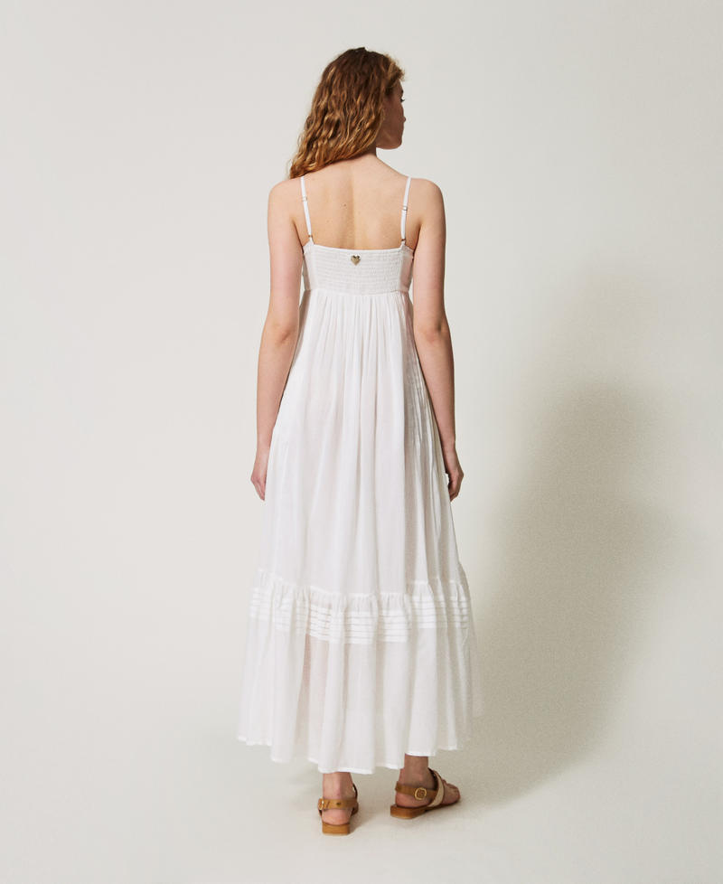 Длинное платье из муслина со складками Белый Sugar женщина 251LM2WDD_00632_03