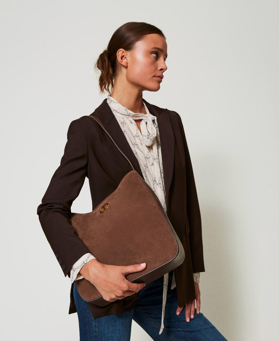 ‘Chelsea’ leather hobo bag Dark Chocolate Brown Woman 242TD8400_00263_S0
