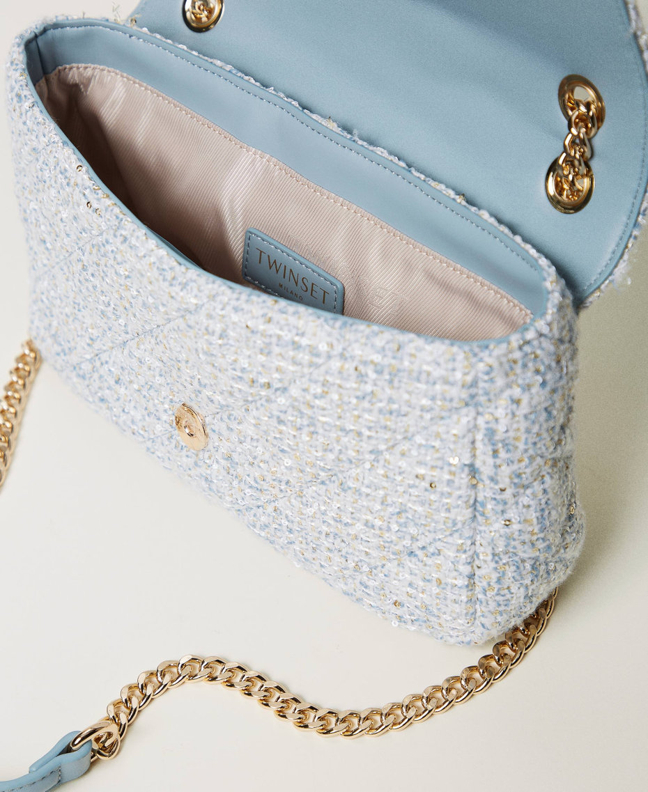 Medium ‘Audrey’ jacquard shoulder bag Dusty Blue Woman 251TB7480_00485_04
