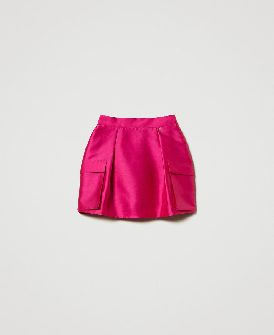 Mikado twill miniskirt Super Pink Woman 242AT2110_11962_S0