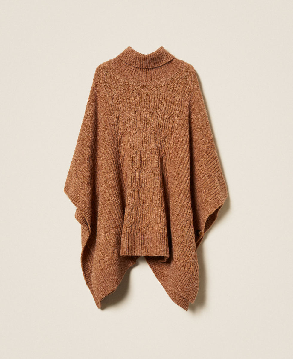 Rib knit cape Camel Melange Woman 252LL3HBB_12813_S0