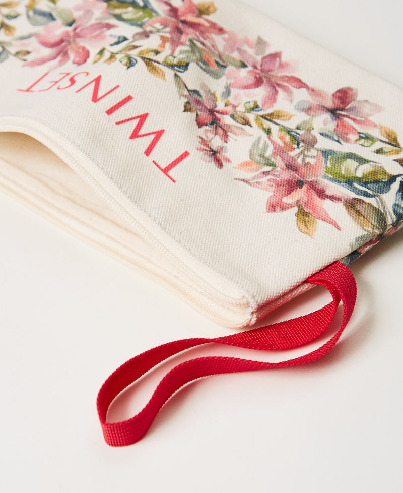 Pochette in canvas stampato Stampa Fiori Madreperla / Multicolor Donna 251LB7ABB_12194_03