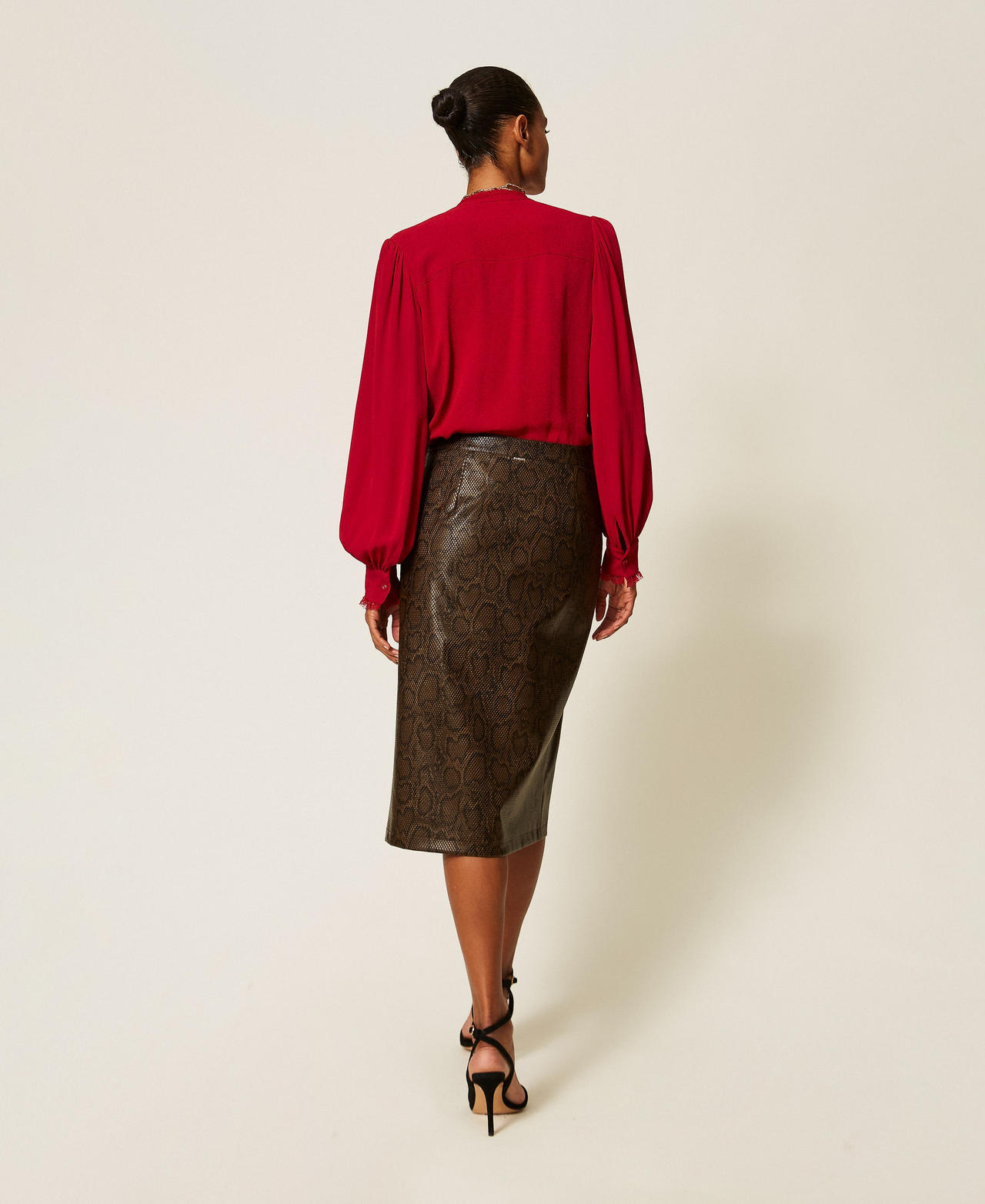 Python print midi skirt Brown/Black Python Print Woman 262TT2281_14058_03
