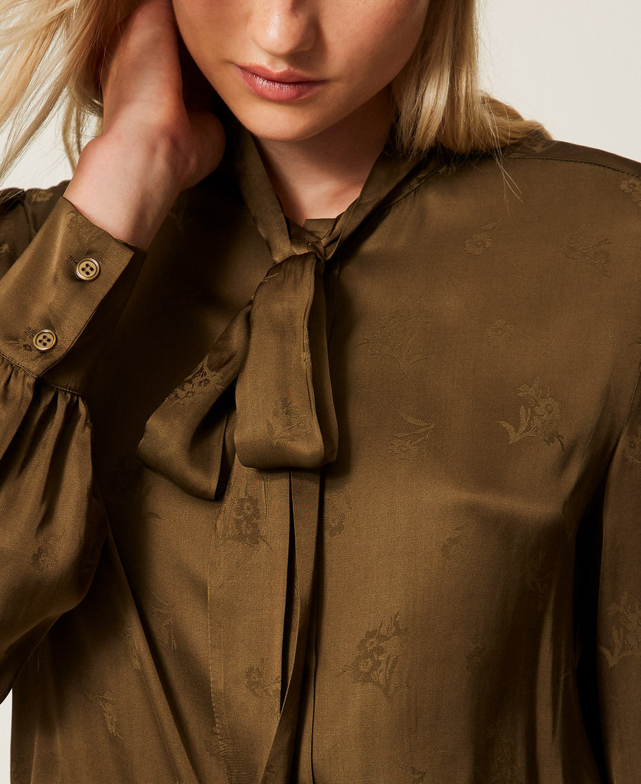 Jacquard satin shirt Beech Green Woman 252TT2361_12537_04