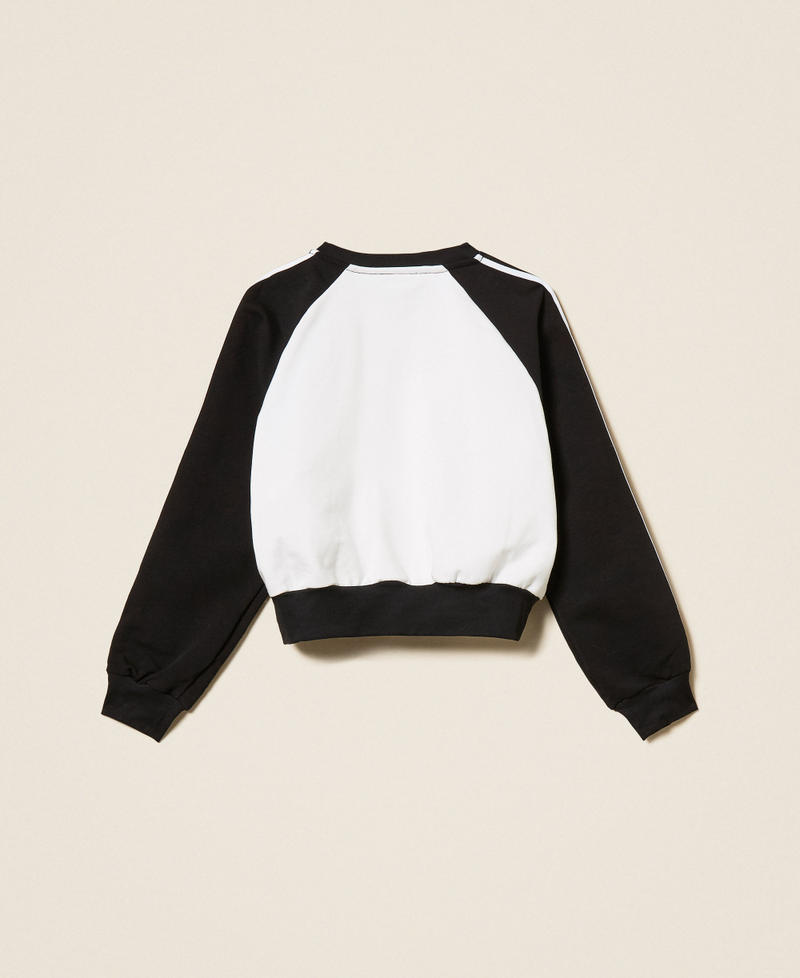 Sudadera color block con rayas Bicolor Blanco Roto / Negro Ni&ntilde;a 261GJ2230_02722_S1