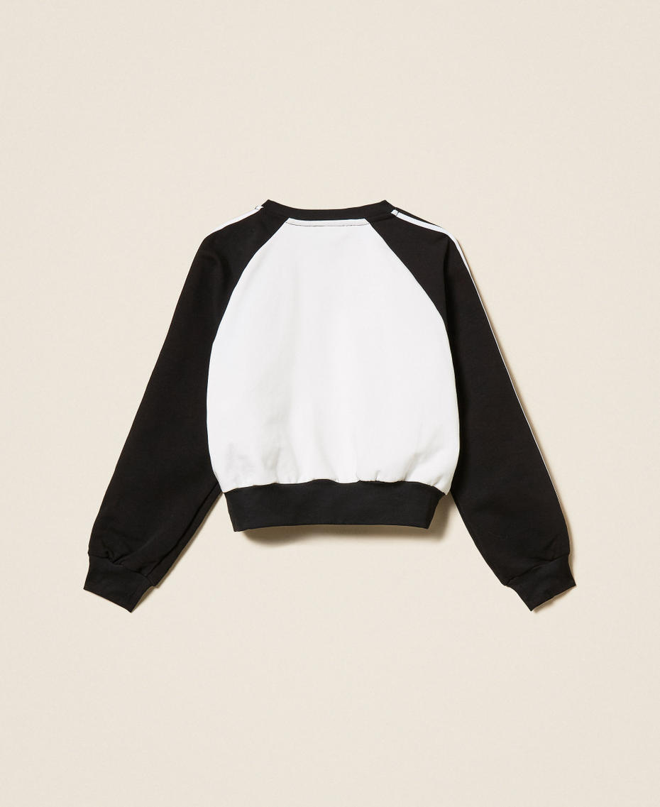 Sudadera color block con rayas Bicolor Blanco Roto / Negro Ni&ntilde;a 261GJ2230_02722_S1