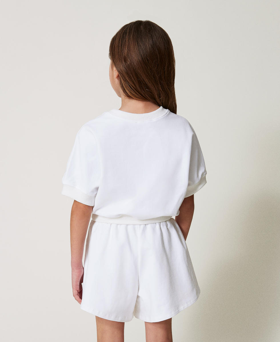 Sweat-shirt avec Oval T et short Blanc "Ice" Fille 251GJ2580_00808_03