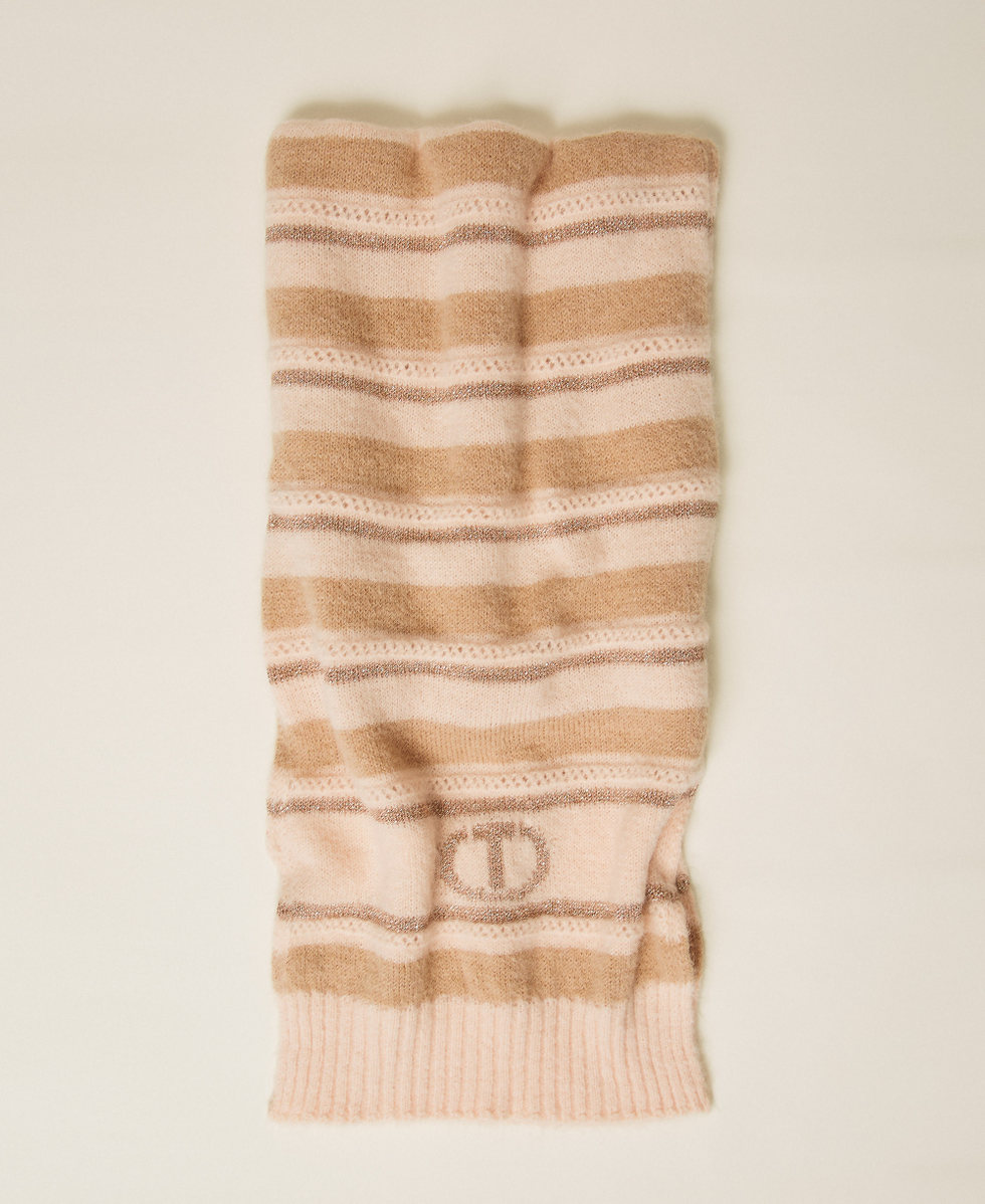 Schal aus Alpaka-Mischung mit Lurex Streifen Alpakabraun /Alpaka Lurex Frau 252TO5590_13009_01