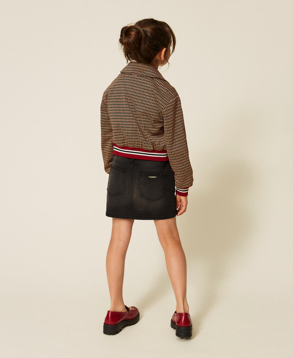 Houndstooth jacket "Iced Coffee" Brown/Red Ruby Houndstooth Girl 262GJ2090_13819_03