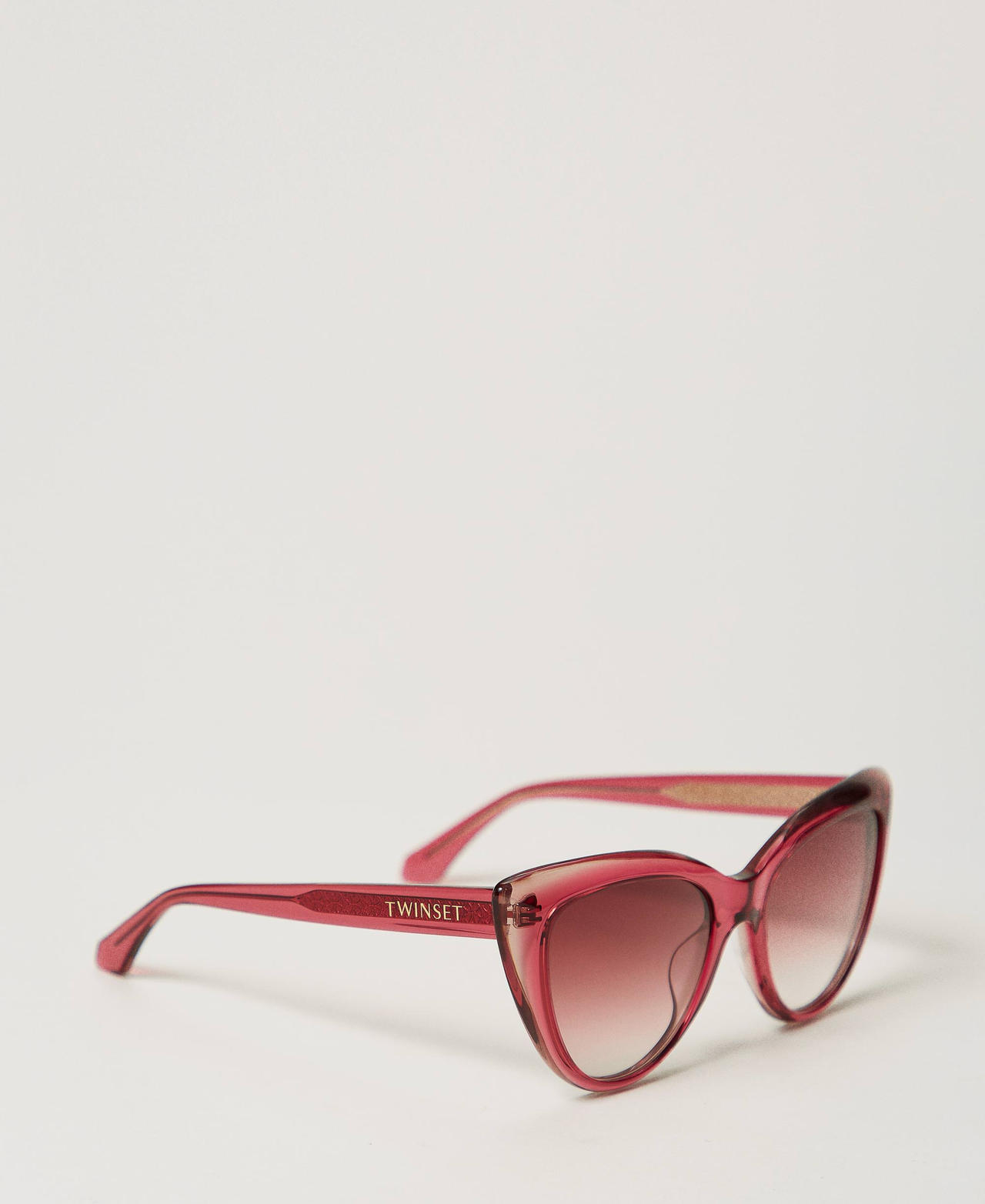 Transparent butterfly sunglasses Transparent Pink Top/Powder Pink Woman 999TZ5060_12470_02