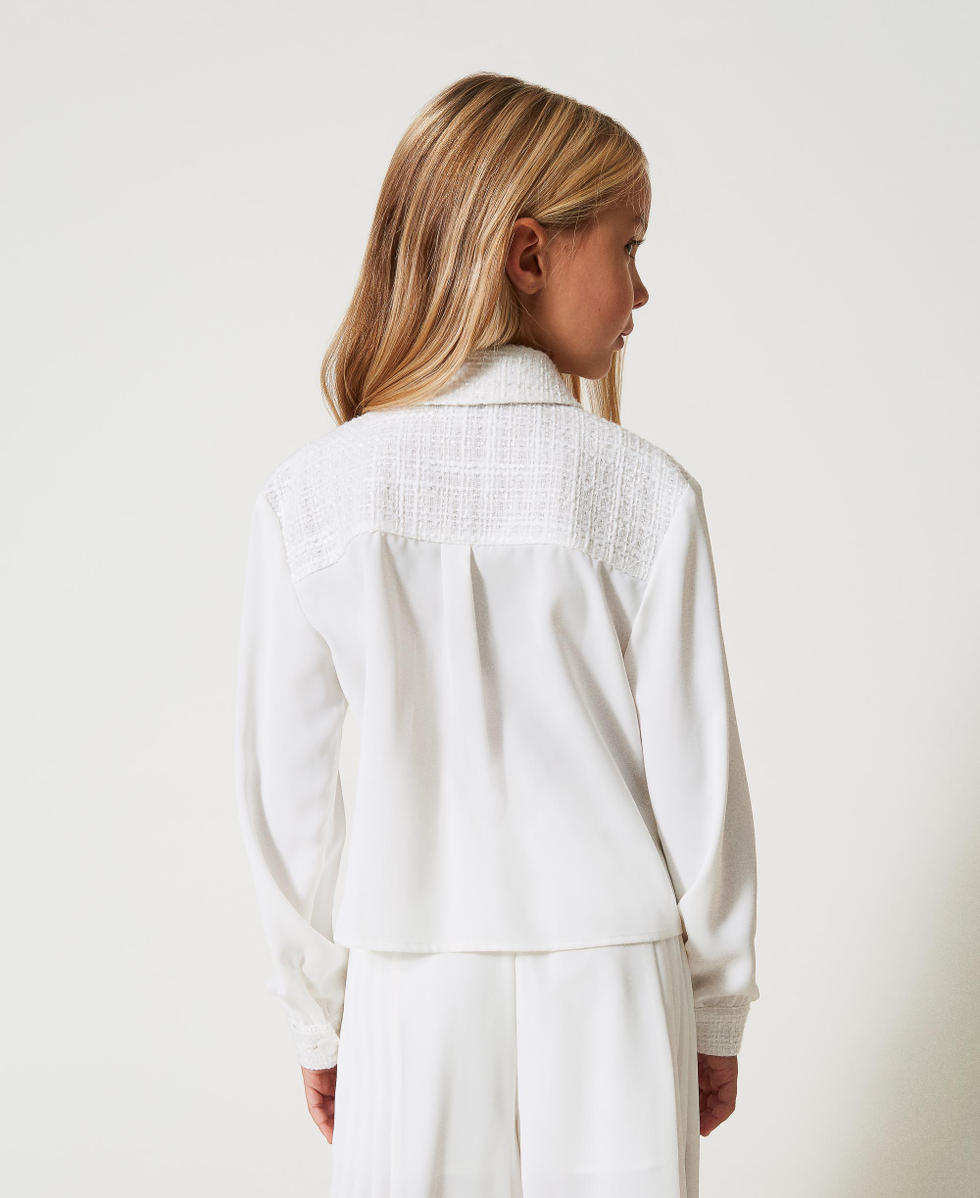 Cr&ecirc;pe de Chine and boucl&eacute; shirt Two-tone Ice/Boucl&egrave; Girl 251GJ2QQ1_12139_03