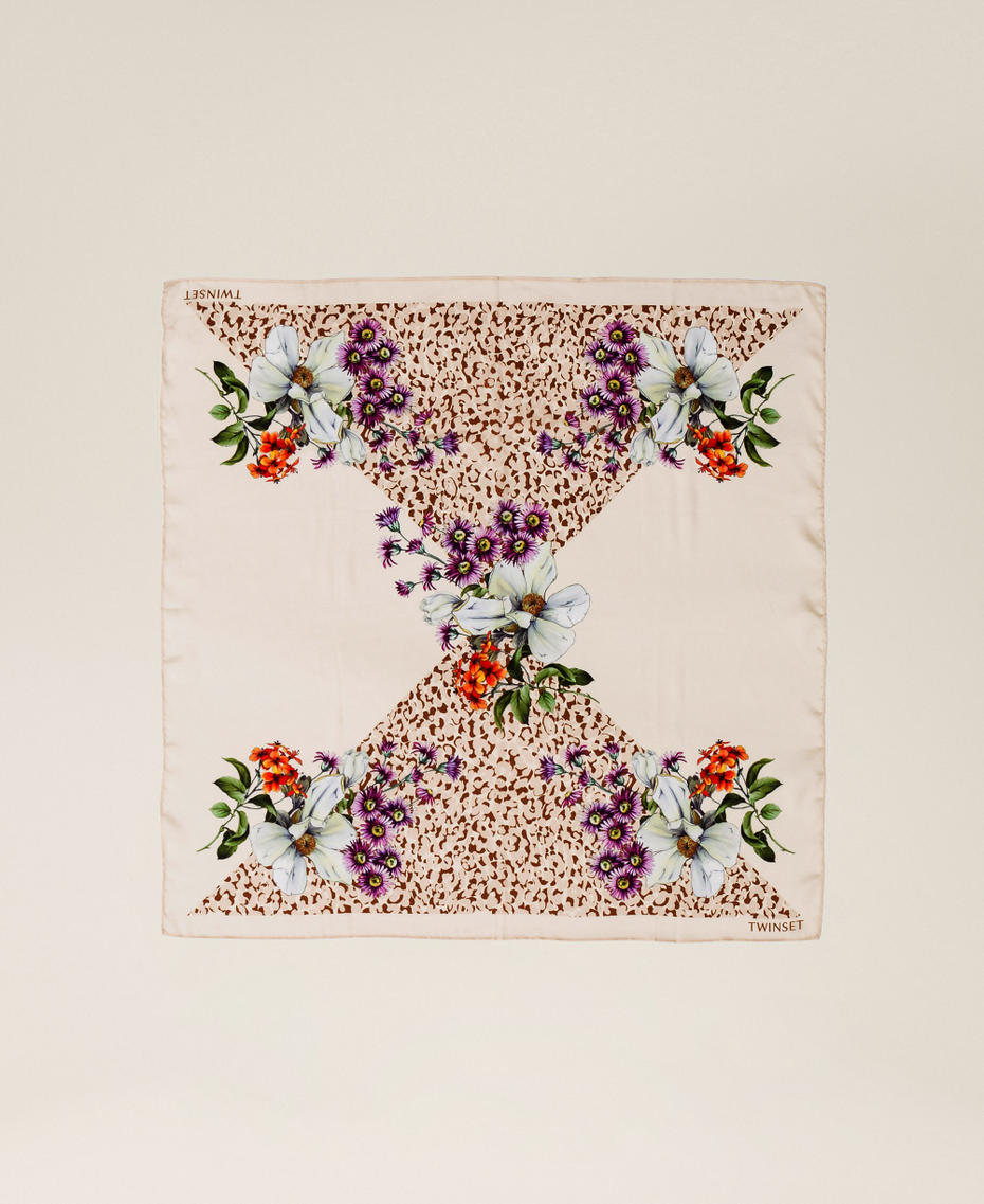 Foulard mit floralem Print Animal-Print/Blumen Beige "Parchment" Frau 261TA4220_13261_05