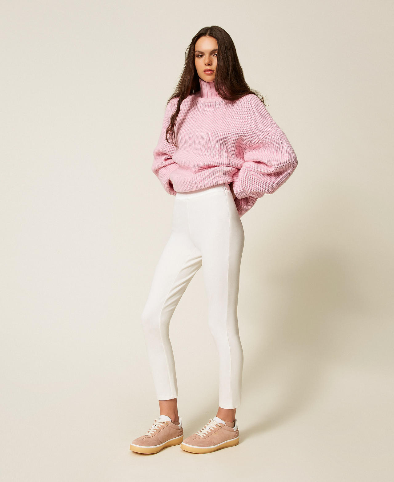 Skinny trousers with satin details Off White Woman 252LI2UBB_00526_02