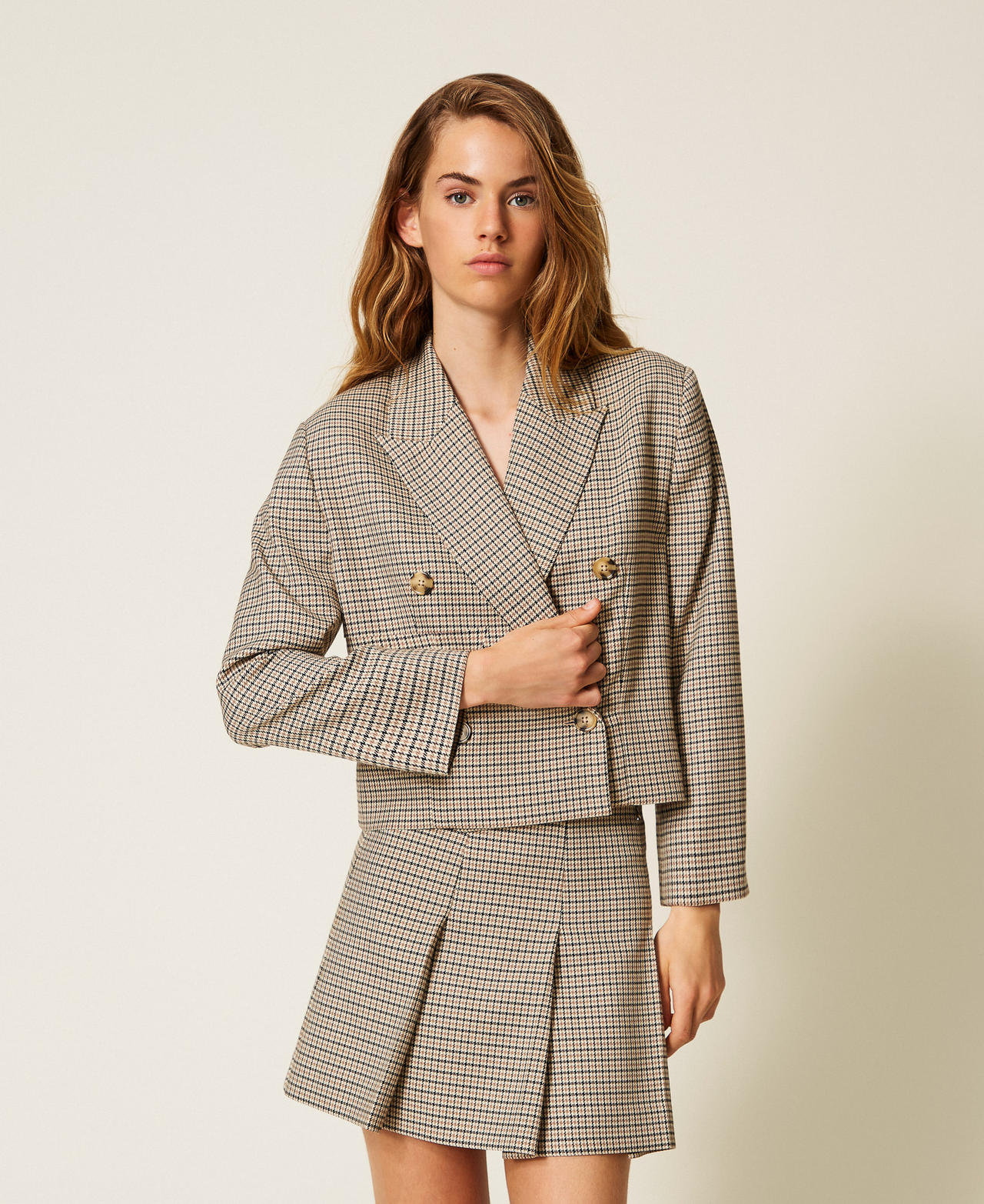 Blazer en pied-de-poule Natural Pied de Poule Femme 252AP2240_12667_01