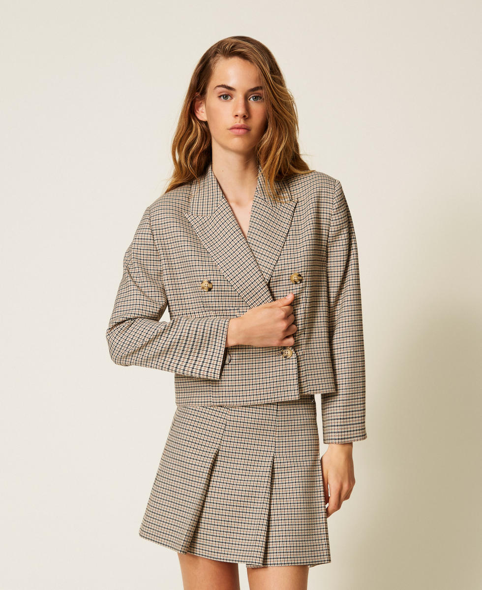 Houndstooth blazer Natural Houndstooth Woman 252AP2240_12667_01