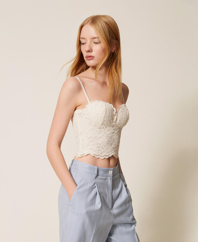 Cropped lace bustier top Off White Woman 261AP2300_00526_02