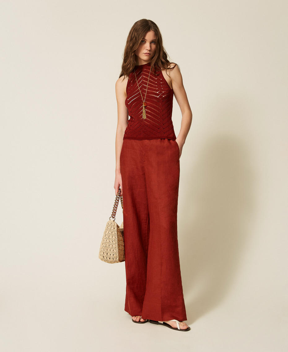 Stricktop mit Zickzack-Muster "Henna" Brown Frau 261TT3103_13332_T0